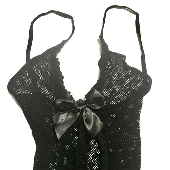 𝅺black fishnet teddy bodysuit bodystocking. One size - Picture 3 of 4